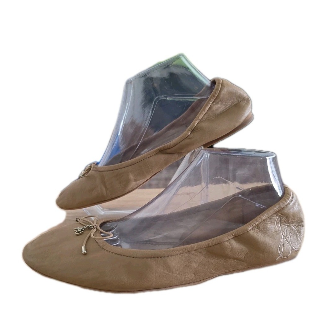 Sam Edelman Felicia Nude Leather Ballet Flats Classic Everyday Minimalist Sz 9
